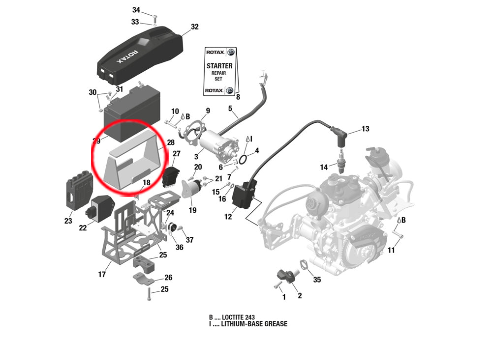 RUBBER PAD FOR ROTAX BATTERIE