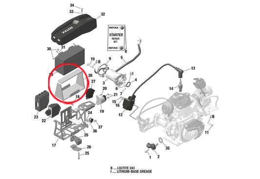 RUBBER PAD FOR ROTAX BATTERIE
